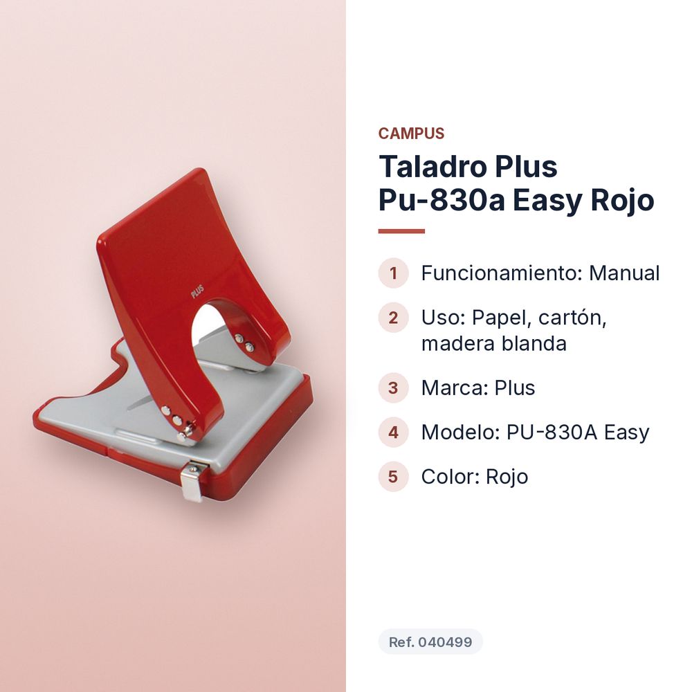 TALADRO PLUS PU-830A EASY ROJO - características principales
