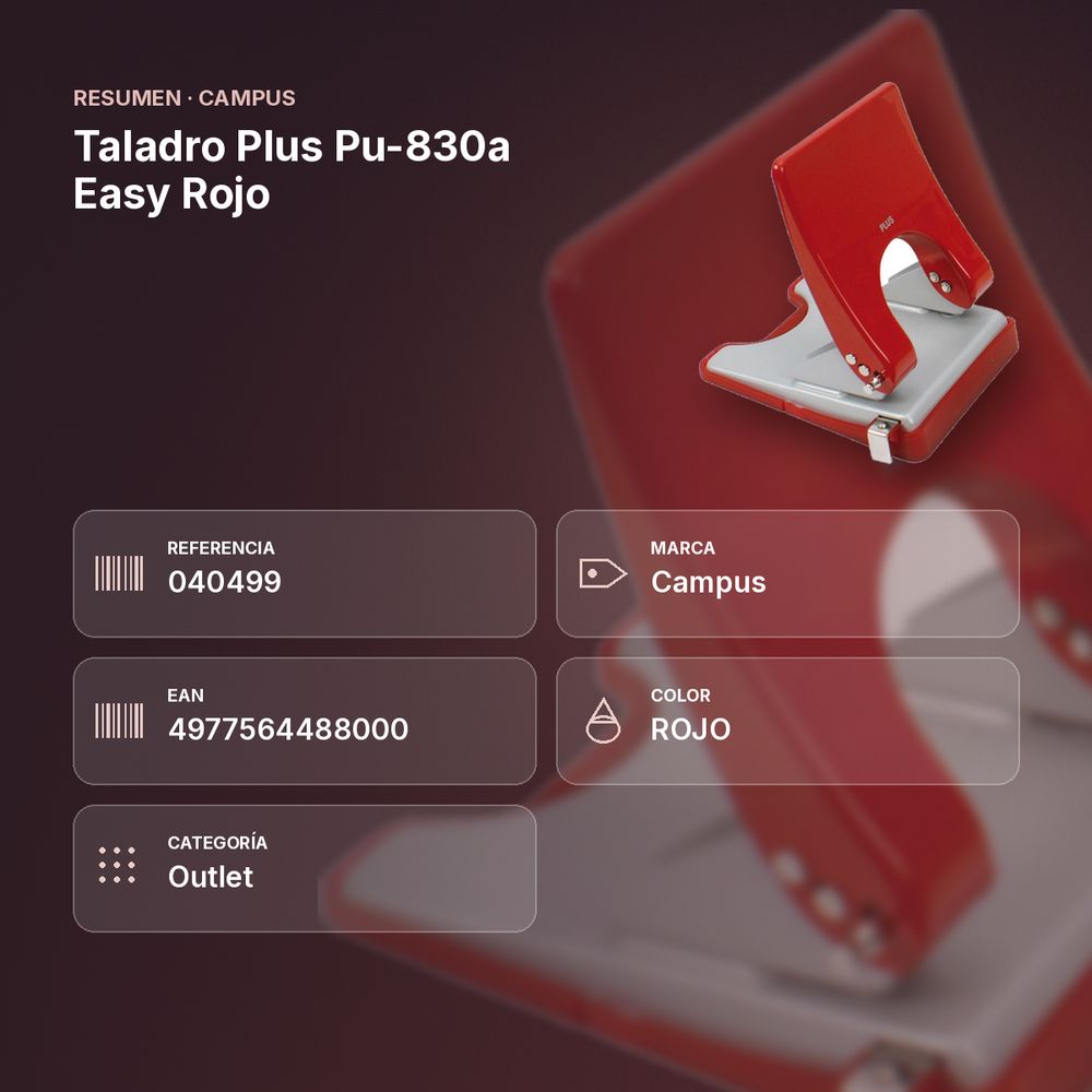 TALADRO PLUS PU-830A EASY ROJO - resumen de atributos