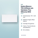 SOBRE BLANCO 115X225MM SIN VENTANA TIRA SILICONA 90G  - características principales
