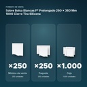 SOBRE BOLSA BLANCAS Fº PROLONGADO 260 X 360 MM 100G CIERRE TIRA SILICONA  - formato de venta: paquete de 250, caja de 1000