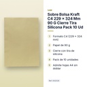 SOBRE BOLSA KRAFT C4 229 X 324 MM 90 G CIERRE TIRA SILICONA PACK 10 UD - características principales