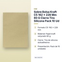 SOBRE BOLSA KRAFT C5 162 X 229 MM 80 G CIERRE TIRA SILICONA PACK 10 UD - características principales