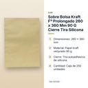 SOBRE BOLSA KRAFT Fº PROLONGADO 260 X 360 MM 90 G CIERRE TIRA SILICONA - características principales