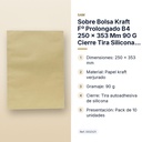 SOBRE BOLSA KRAFT Fº PROLONGADO B4 250 X 353 MM 90 G CIERRE TIRA SILICONA PACK 10 UD - características principales
