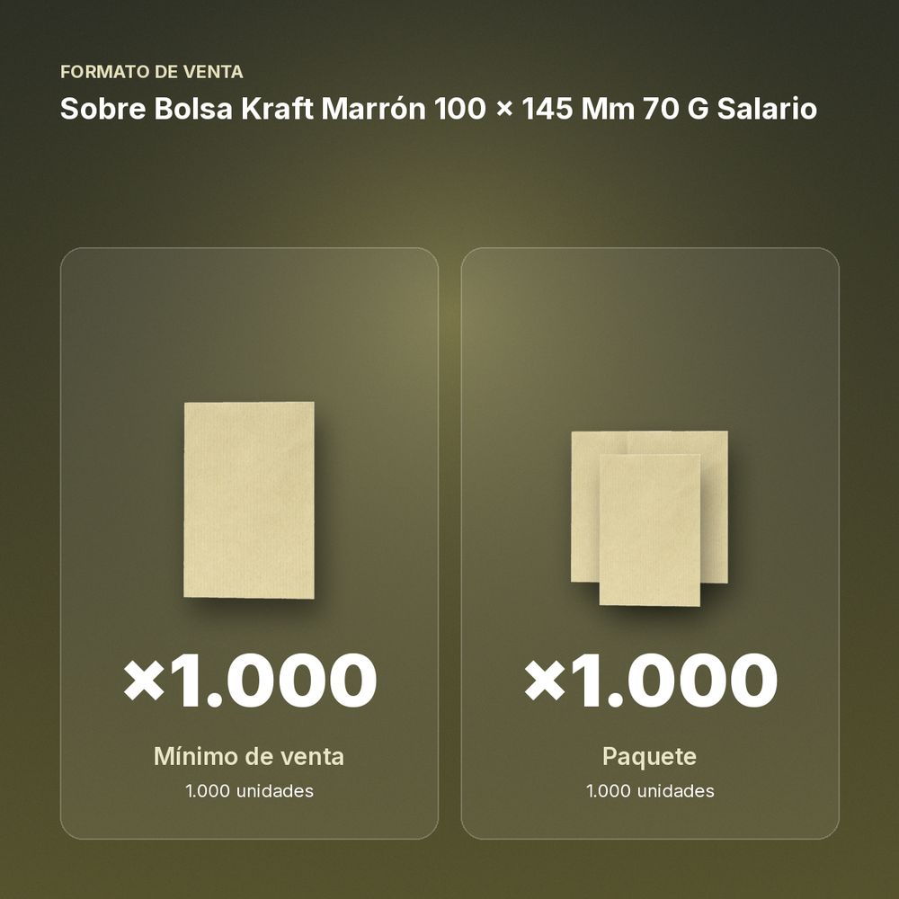 SOBRE BOLSA KRAFT MARRÓN 100 X 145 MM 70 G SALARIO - formato de venta: paquete de 1000