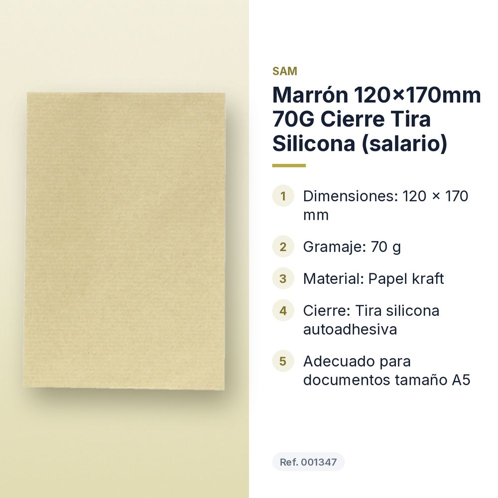  MARRÓN 120X170MM 70G CIERRE TIRA SILICONA (SALARIO) - características principales