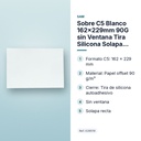 SOBRE C5 BLANCO 162X229MM 90G SIN VENTANA TIRA SILICONA SOLAPA RECTA - características principales