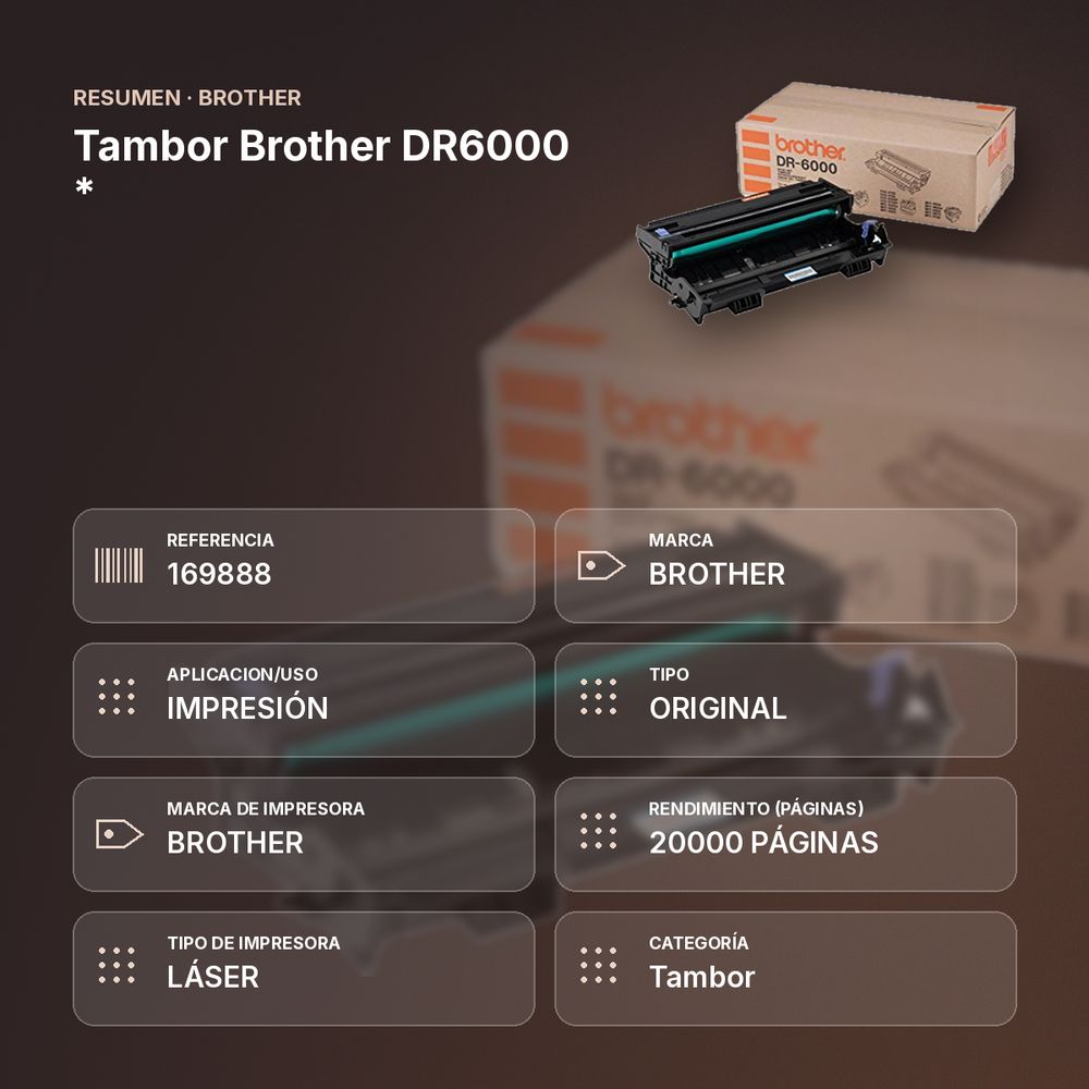 TAMBOR BROTHER DR6000  * - resumen de atributos