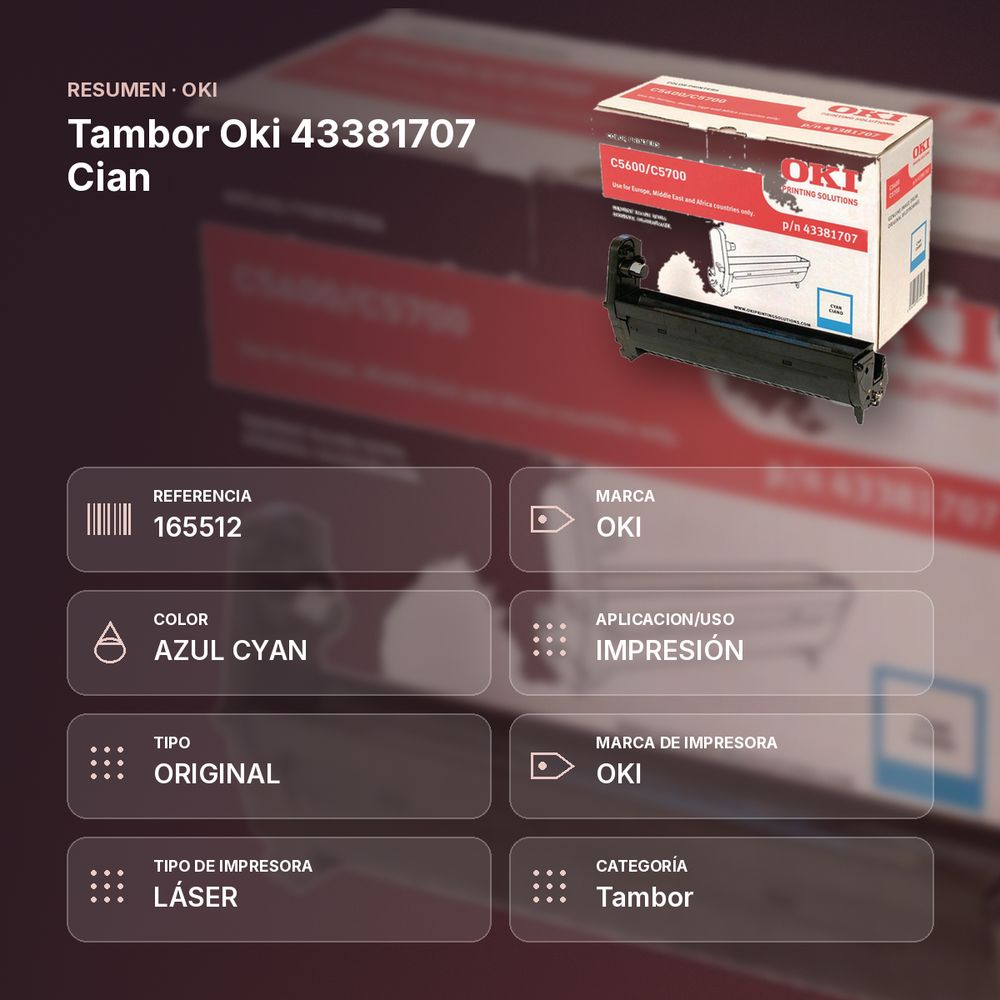 TAMBOR OKI 43381707 CIAN - resumen de atributos