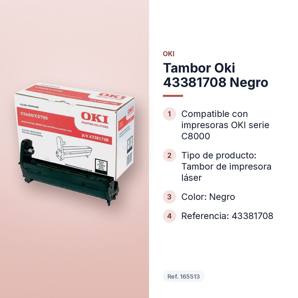 TAMBOR OKI 43381708 NEGRO - características principales