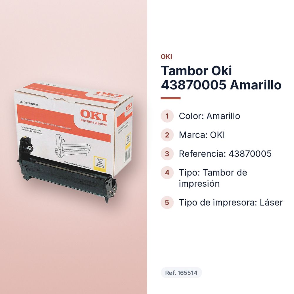 TAMBOR OKI 43870005 AMARILLO - características principales