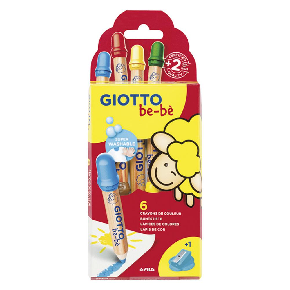 LÁPICES DE COLORES GIOTTO SUPER BEBÉ CAJA 6 COLORES SURTIDOS + SACAPUNTAS