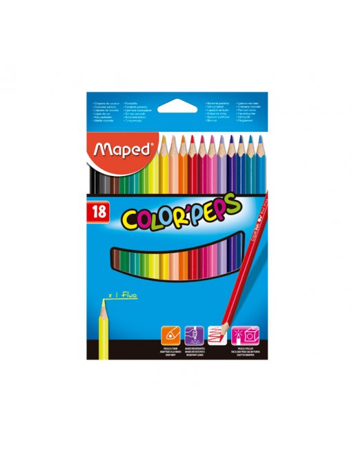 LÁPICES DE COLORES MAPED TRIANGULARES 18 COLORES