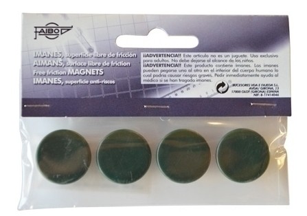 IMANES MULTIUSO REDONDOS 20MM VERDE FAIBO BLÍSTER 4 UD