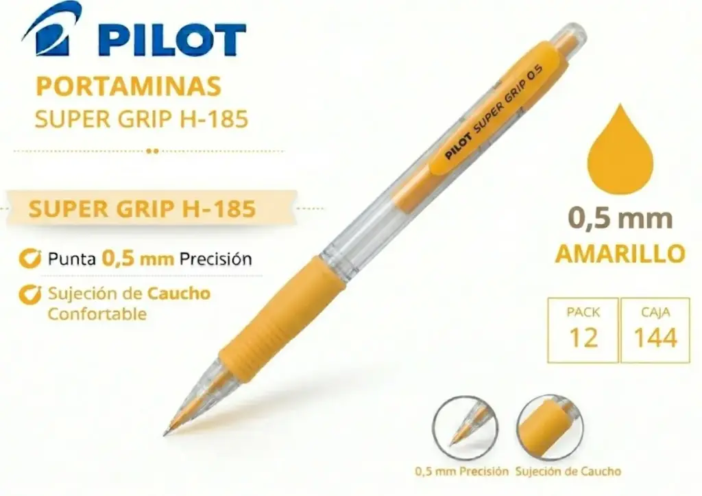 PORTAMINAS PILOT SUPER GRIP AMARILLO 0,5MM