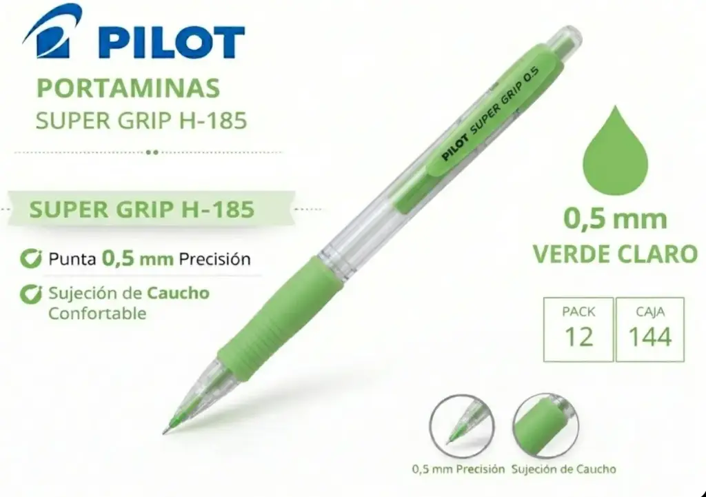 PORTAMINAS PILOT SUPER GRIP VERDE CLARO 0,5MM