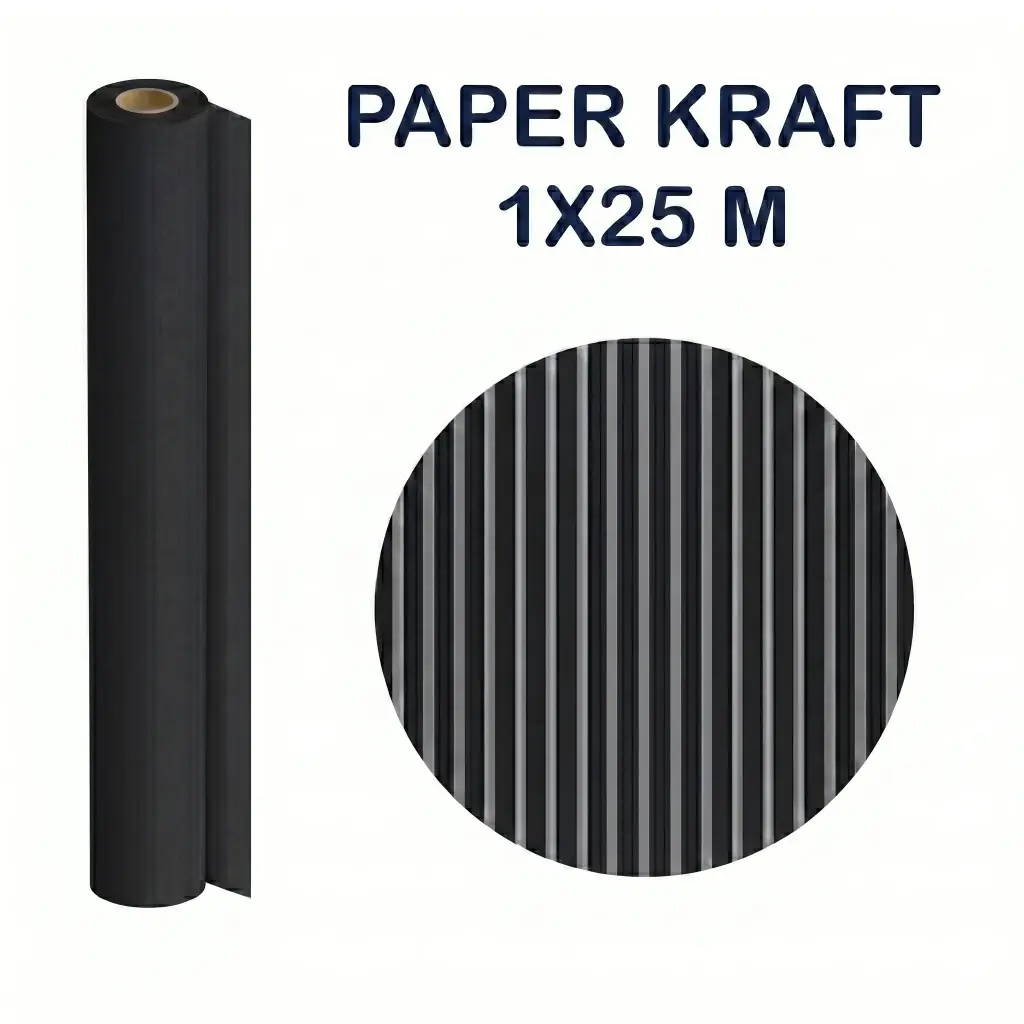 PAPEL KRAFT NEGRO ROLLO 1×25M 65G