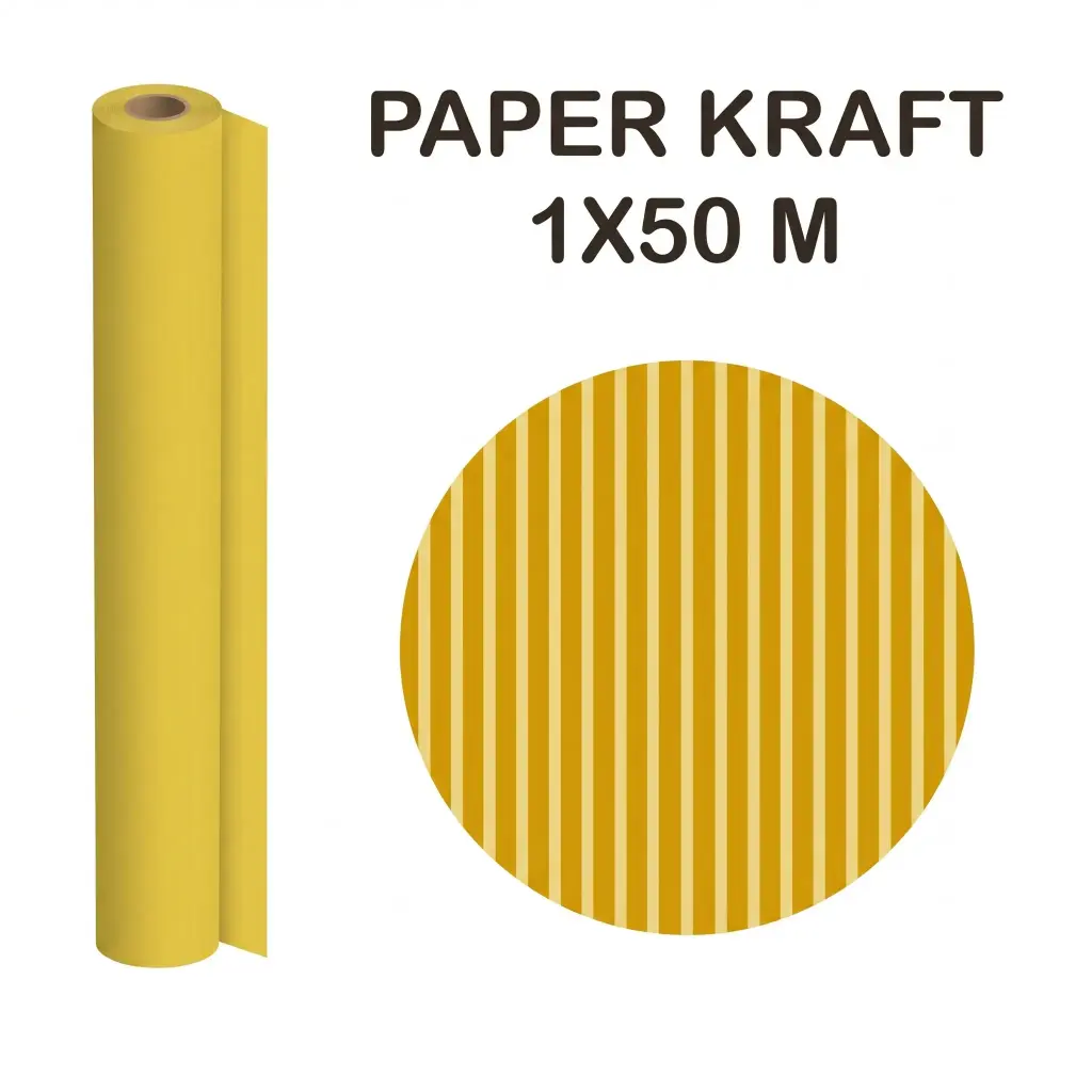 PAPEL KRAFT AMARILLO ROLLO 1x50M 65G