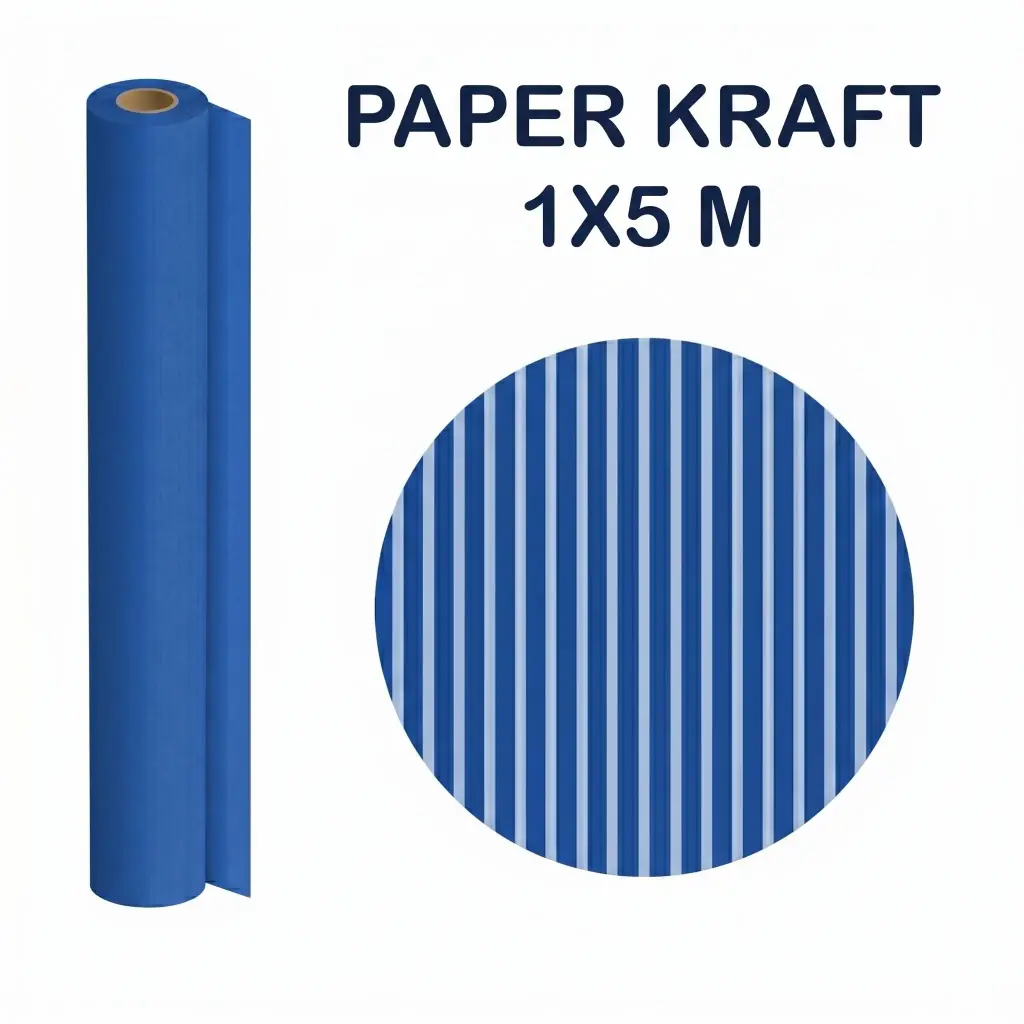 PAPEL KRAFT AZUL ROLLO 1x5M 65G