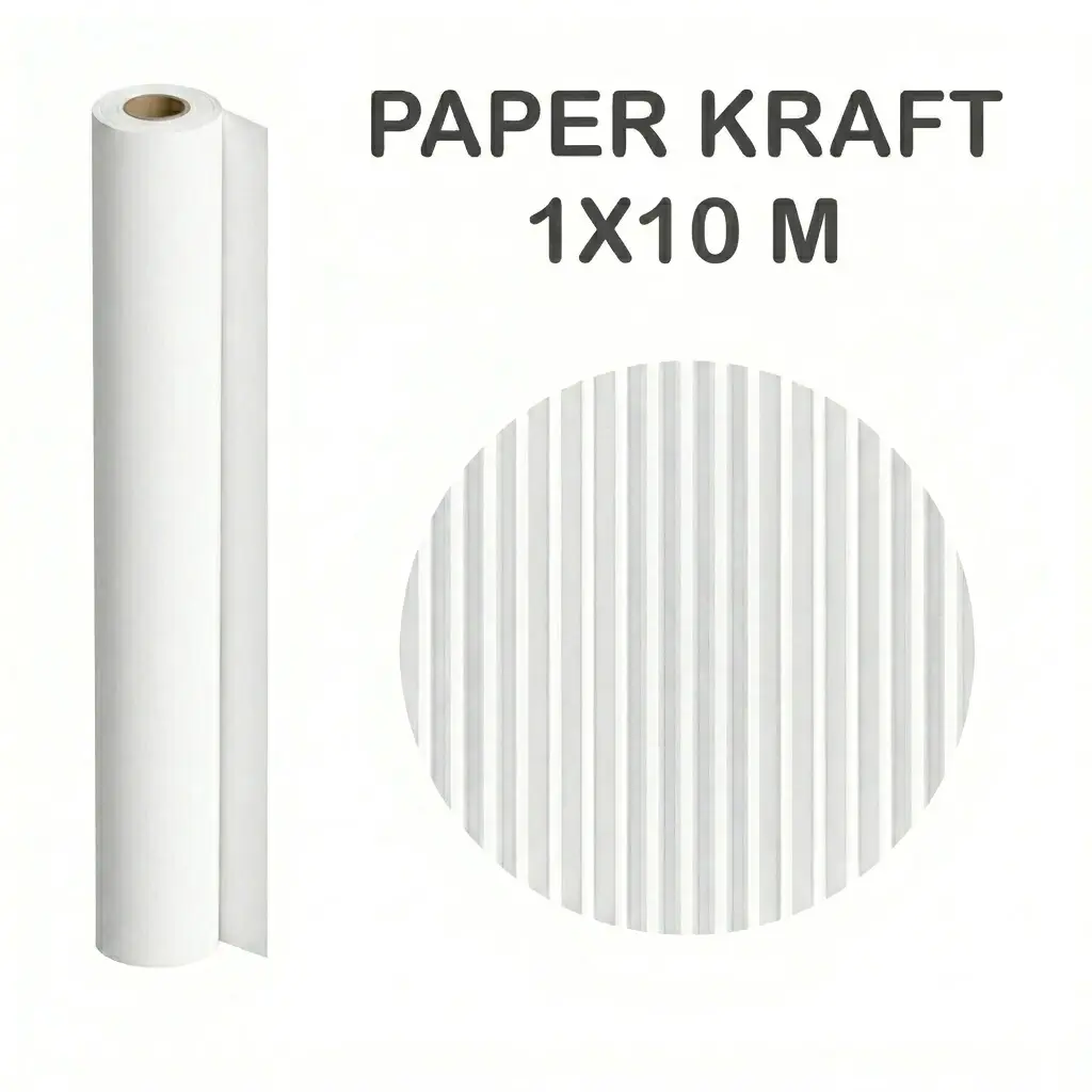 PAPEL KRAFT BLANCO ROLLO 1x10M 65G