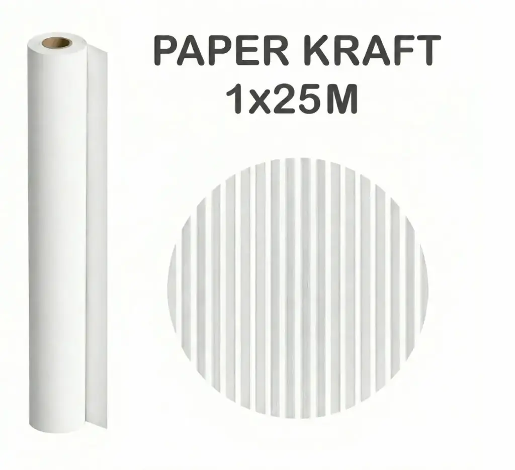 PAPEL KRAFT BLANCO ROLLO 1x25M 65G