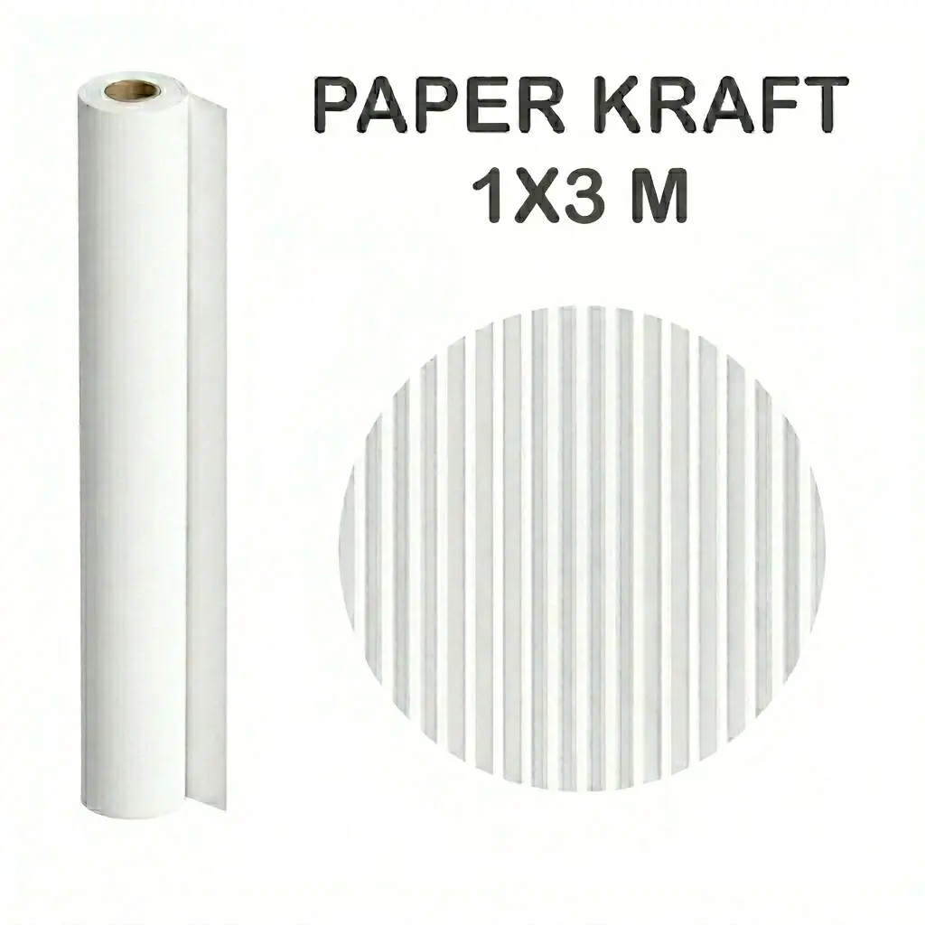PAPEL KRAFT BLANCO ROLLO  1x3M 65G