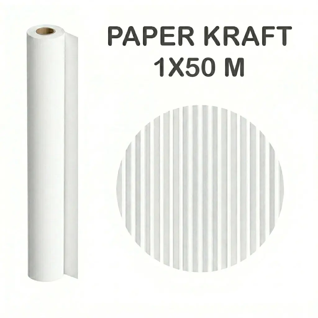 PAPEL KRAFT BLANCO ROLLO 1x50M 65G
