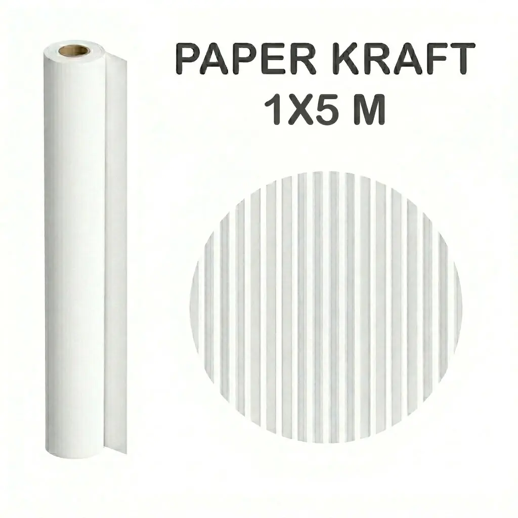 PAPEL KRAFT BLANCO ROLLO 1x5M 65G