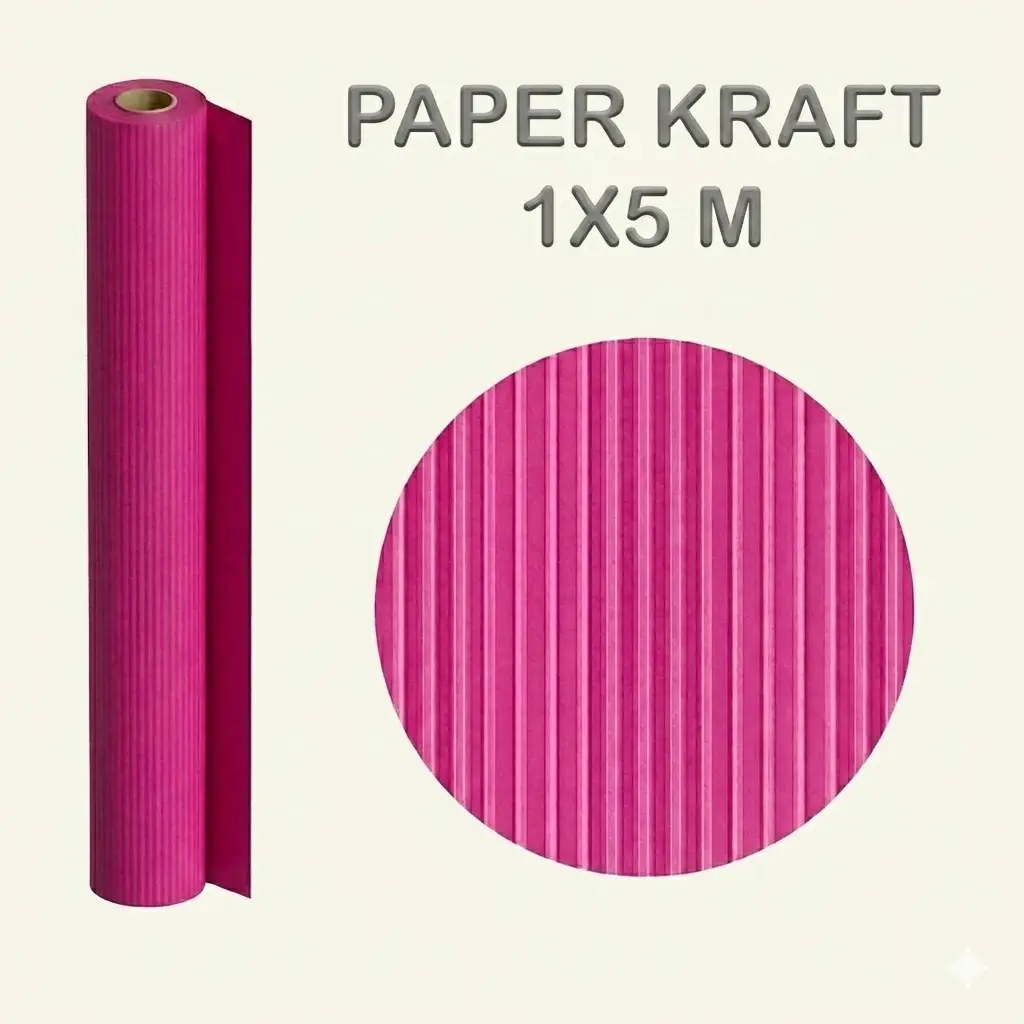 PAPEL KRAFT FUCSIA ROLLO 1x5M 65G