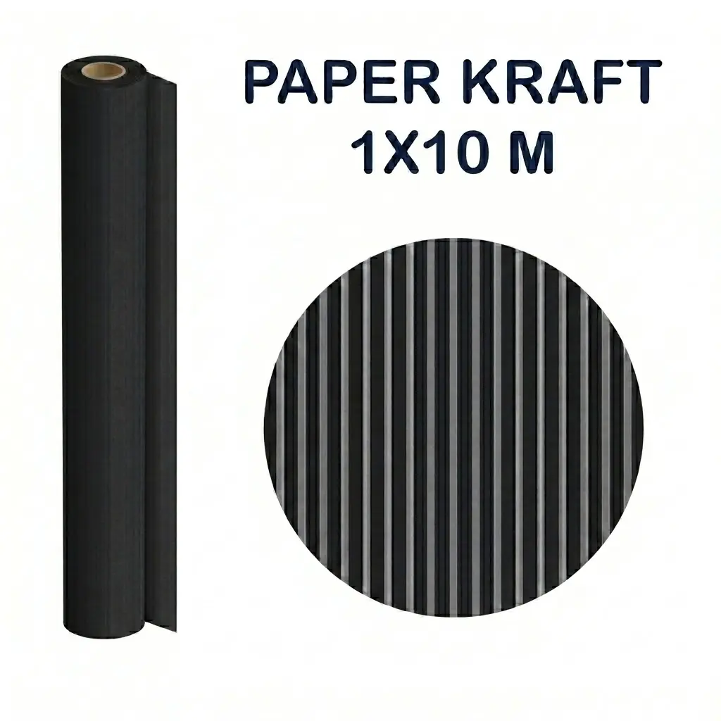 PAPEL KRAFT NEGRO ROLLO 1x10M 65G