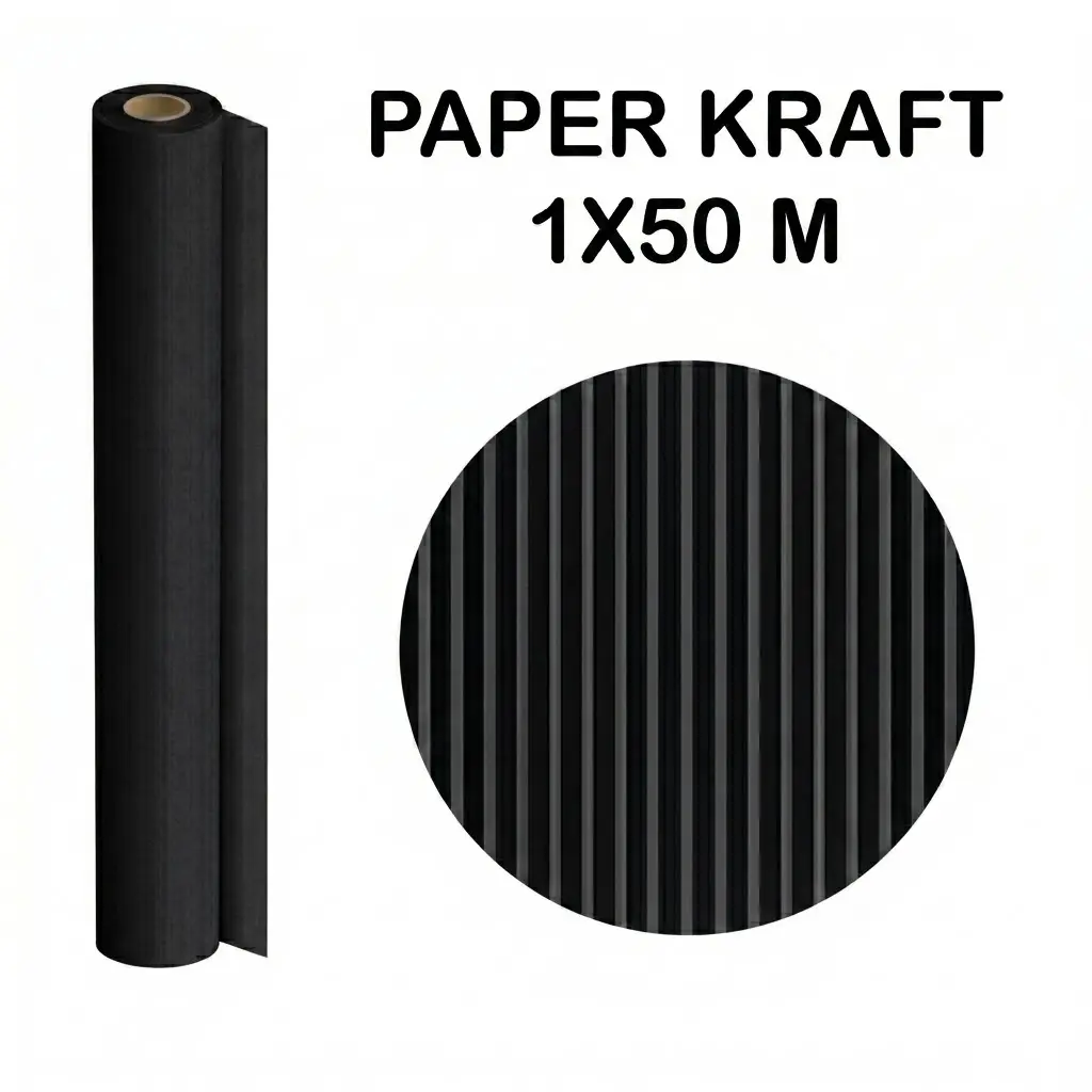 PAPEL KRAFT NEGRO ROLLO 1x50M 65G