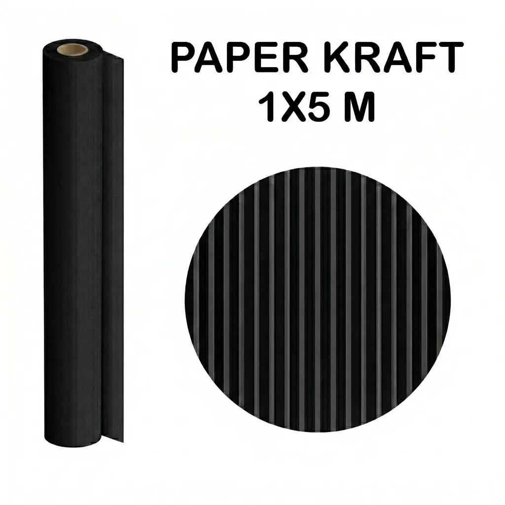 PAPEL KRAFT NEGRO ROLLO 1x5M 65G