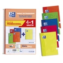 BLOC OXFORD FOLIO ESPIRAL MILIMETRADO 80 HOJAS TAPA EXTRADURA PACK 4+1
