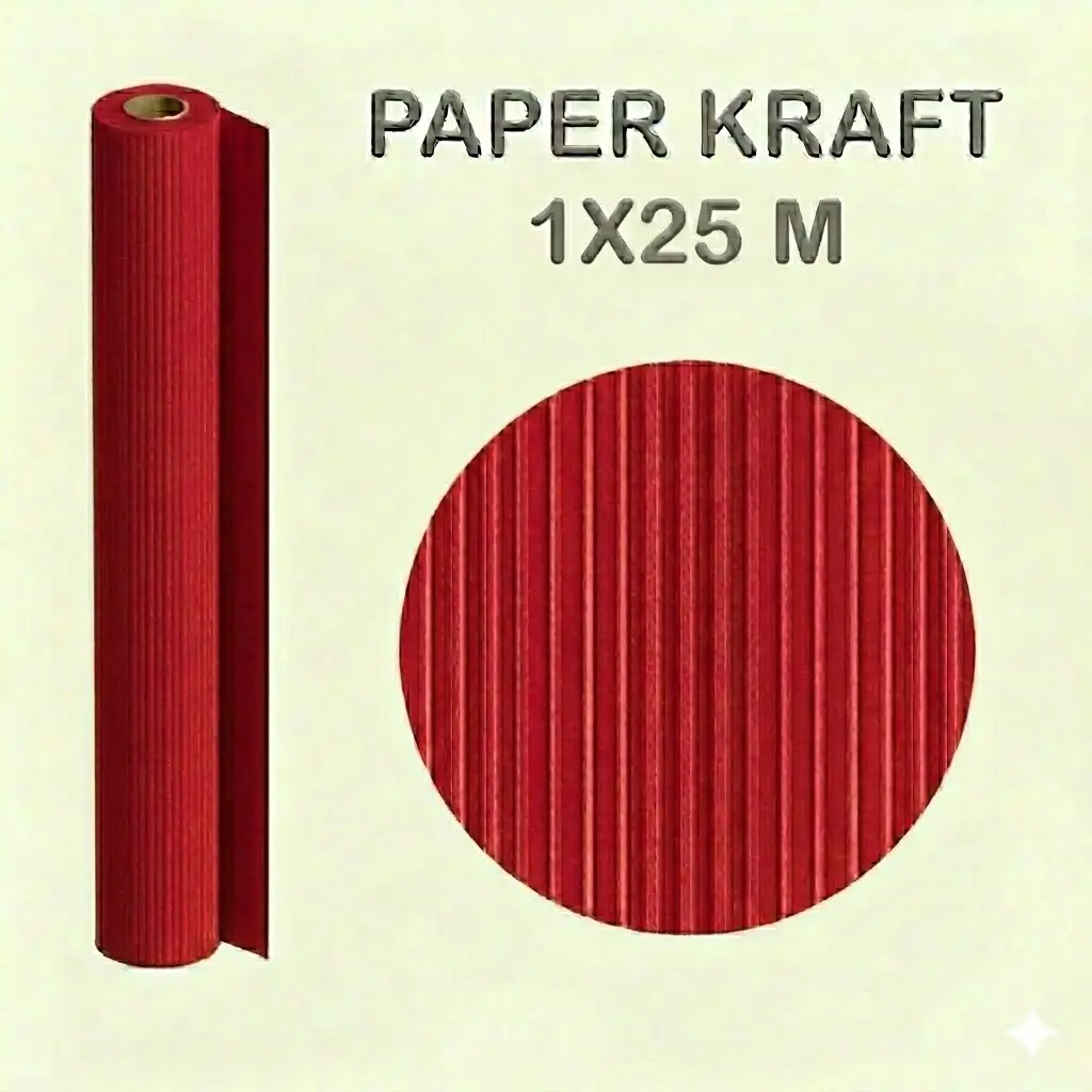PAPEL KRAFT ROJO ROLLO 1x25M 65G