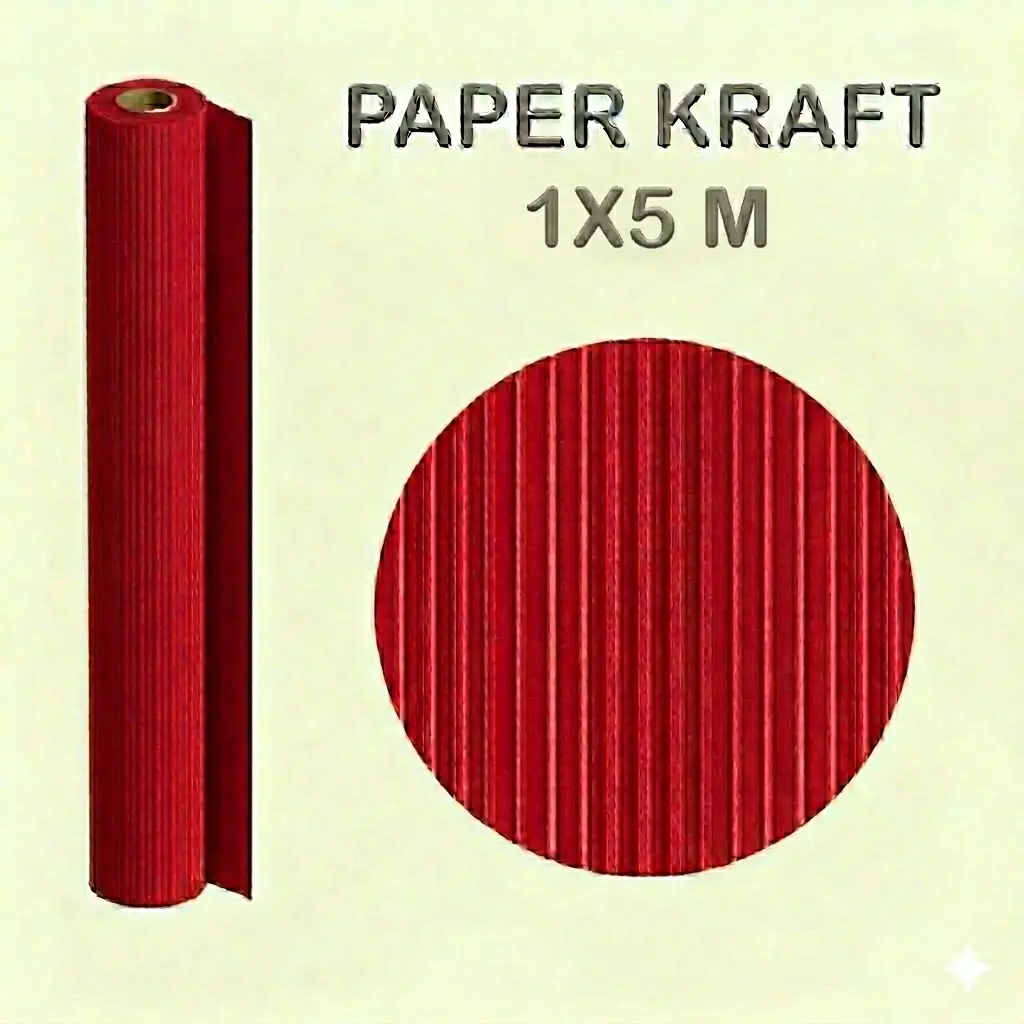 PAPEL KRAFT ROJO ROLLO 1x5M 65G