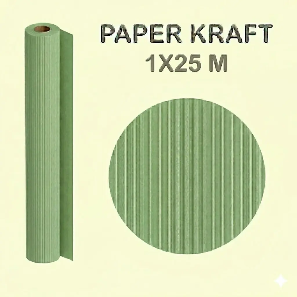 PAPEL KRAFT VERDE ROLLO 1x25M 65G