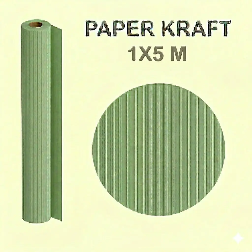 PAPEL KRAFT VERDE ROLLO 1x5M 65G