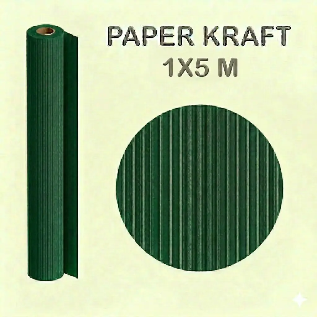 PAPEL KRAFT VERDE OSCURO ROLLO 1x5M 65G