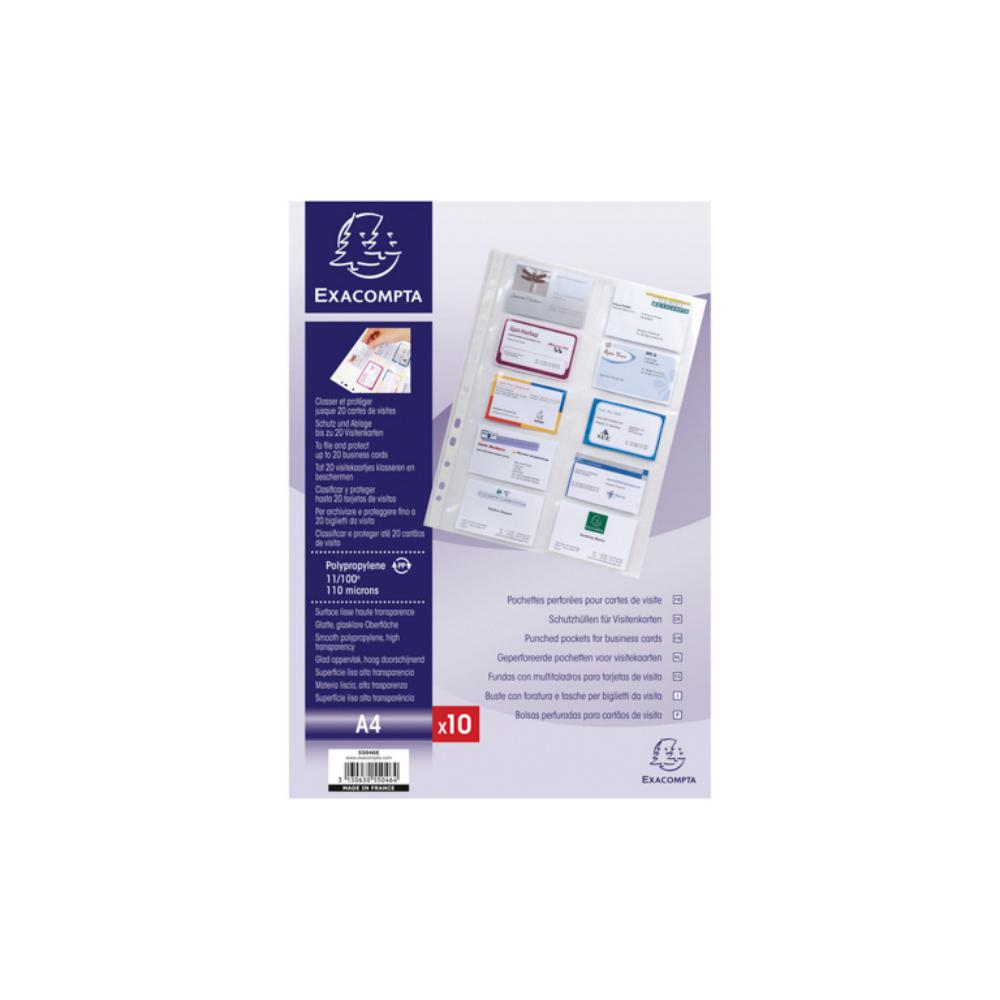 EXACOMPTA PÁGINAS PARA TARJETAS DE VISITA A4 TRANSPARENTES (PAQUETE DE 10)