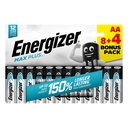PILAS ENERGIZER ALCALINAS MAX PLUS AA 12 UNIDADES