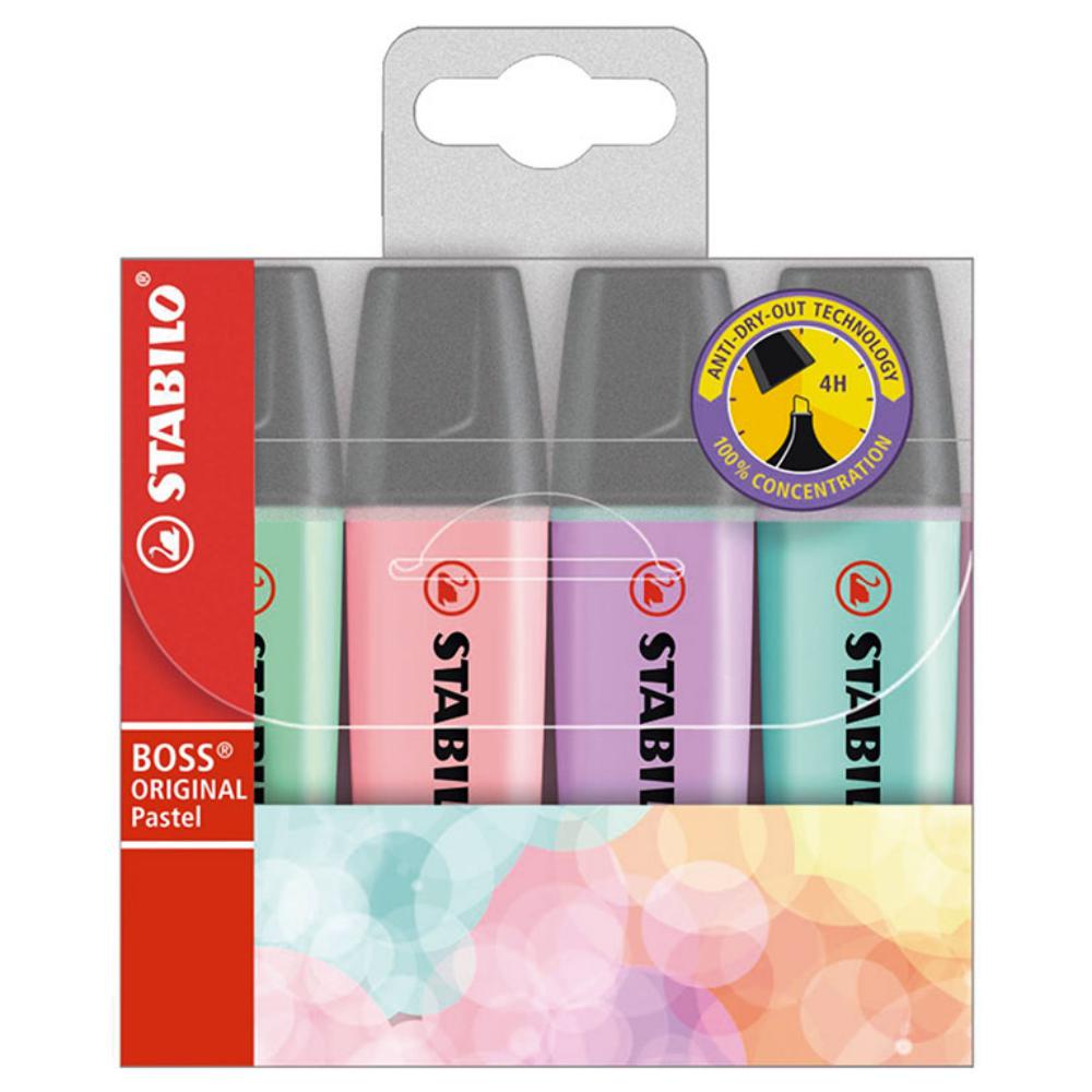 ROTULADOR STABILO BOSS FLUORESCENTE 70 PASTEL ESTUCHE DE 4 UNIDADES COLORES SURTIDOS