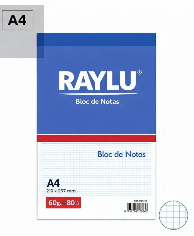 BLOC NOTAS MICROPERFORADO A4 60 GAMOS 80 HOJAS CUADRO 4MM