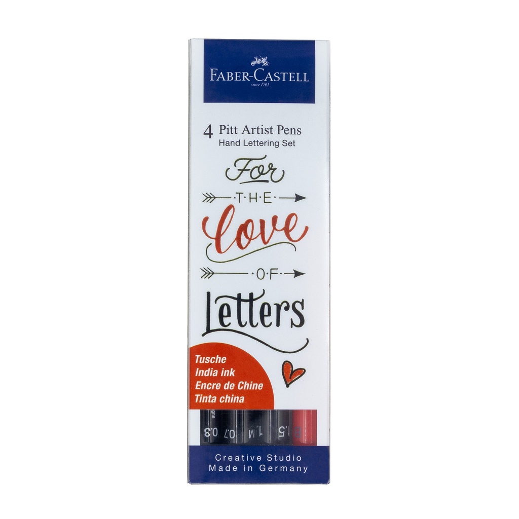 ROTULADOR FABER CASTEL PITT ARTIST PEN SET HAND LETTERING PACK 4 ROTULADORES
