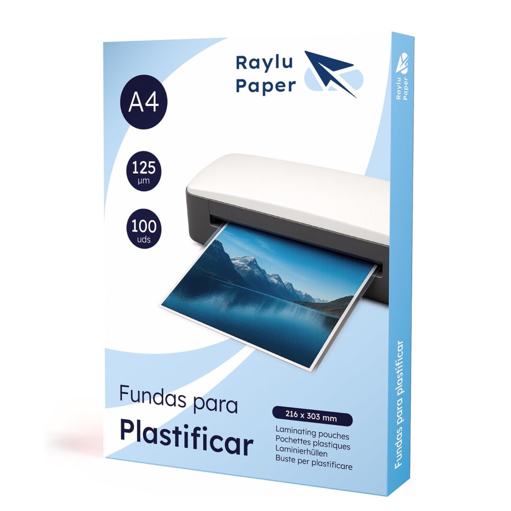 FUNDAS PLASTIFICAR A4 125 MICRAS RAYLU 100UDS