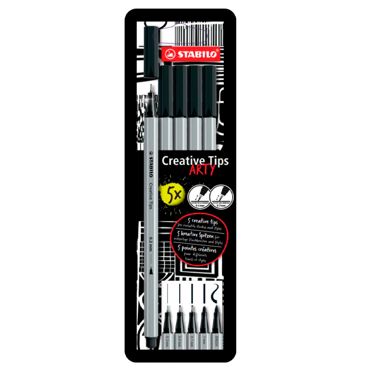 ROTULADOR STABILO ARTY LINE CREATIVE TIPS SET 5 PUNTAS DIFERENTES