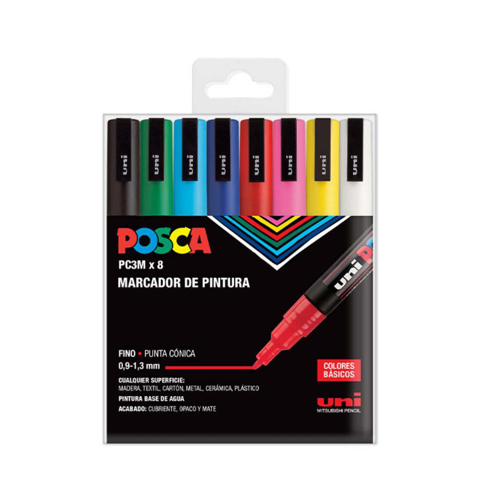 ROTULADOR POSCA PC-3M/4C ESTUCHE 8 COLORES BÁSICOS