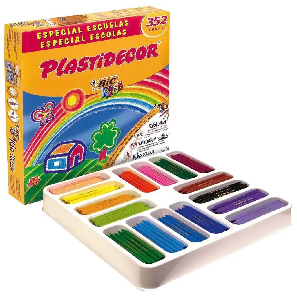 CERAS PLÁSTICAS BIC PLASTIDECOR KIDS 16 COLORES x22UDS = 352