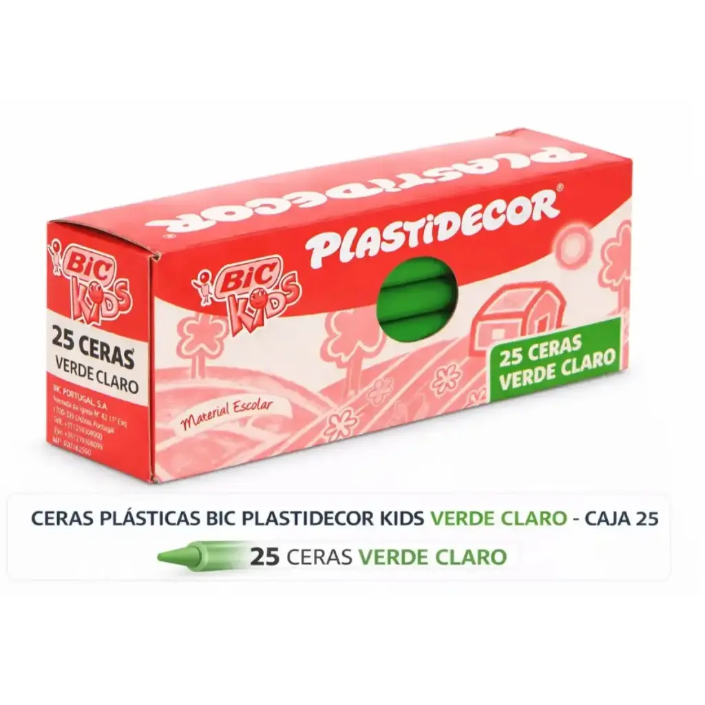 CERAS PLÁSTICAS BIC PLASTIDECOR KIDS VERDE CLARO CAJA 25