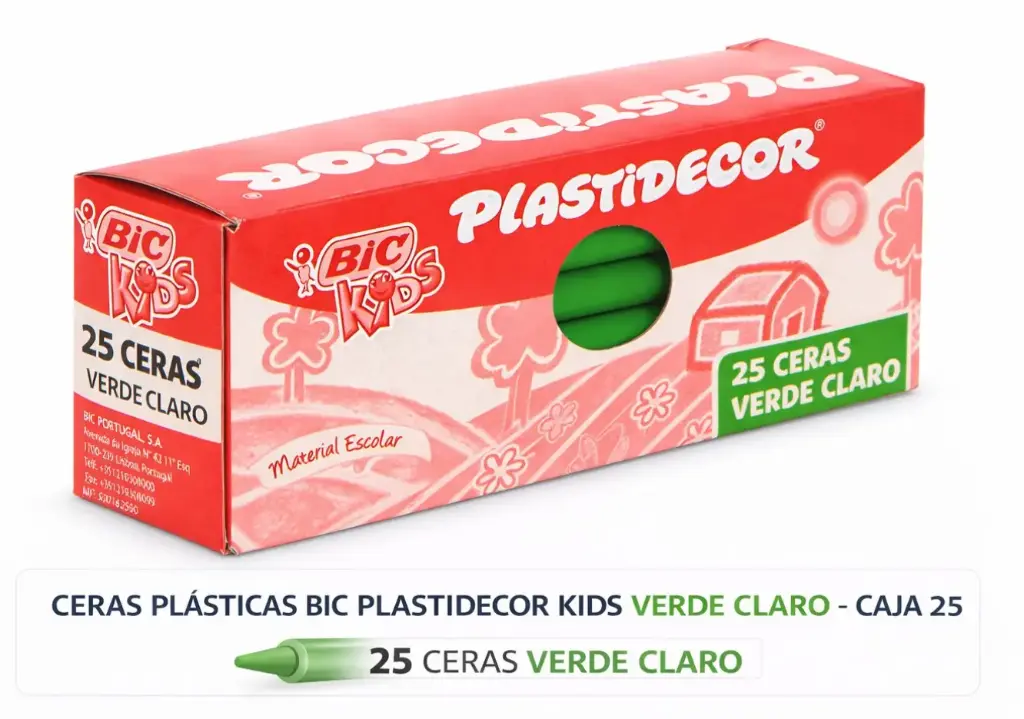 CERAS PLÁSTICAS BIC PLASTIDECOR KIDS VERDE CLARO CAJA 25