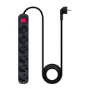 REGLETA 6 TOMAS CON INTERRUPTOR NEGRO CABLE 1,5 METROS 